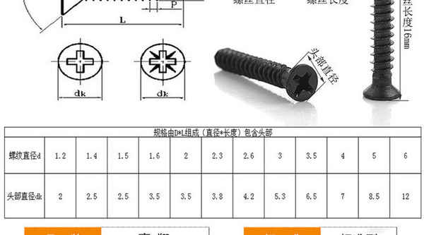 Gros acier au carbone noir croix encastré tête fraisée vis autotaraudeuse vis à tête plate 1/2-13