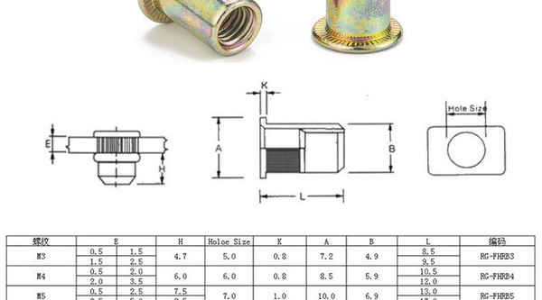 BiarritzÉcrou de rivet à tête cylindrique galvanisé de couleur personnalisée petit écrou à rivet à tête plate écrou à rivet en acier inoxydable 304