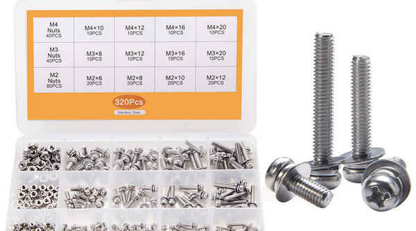 Traitement 304 acier inoxydable tête ronde trois combinaison vis écrou ensemble vis à tête cylindrique en boîte